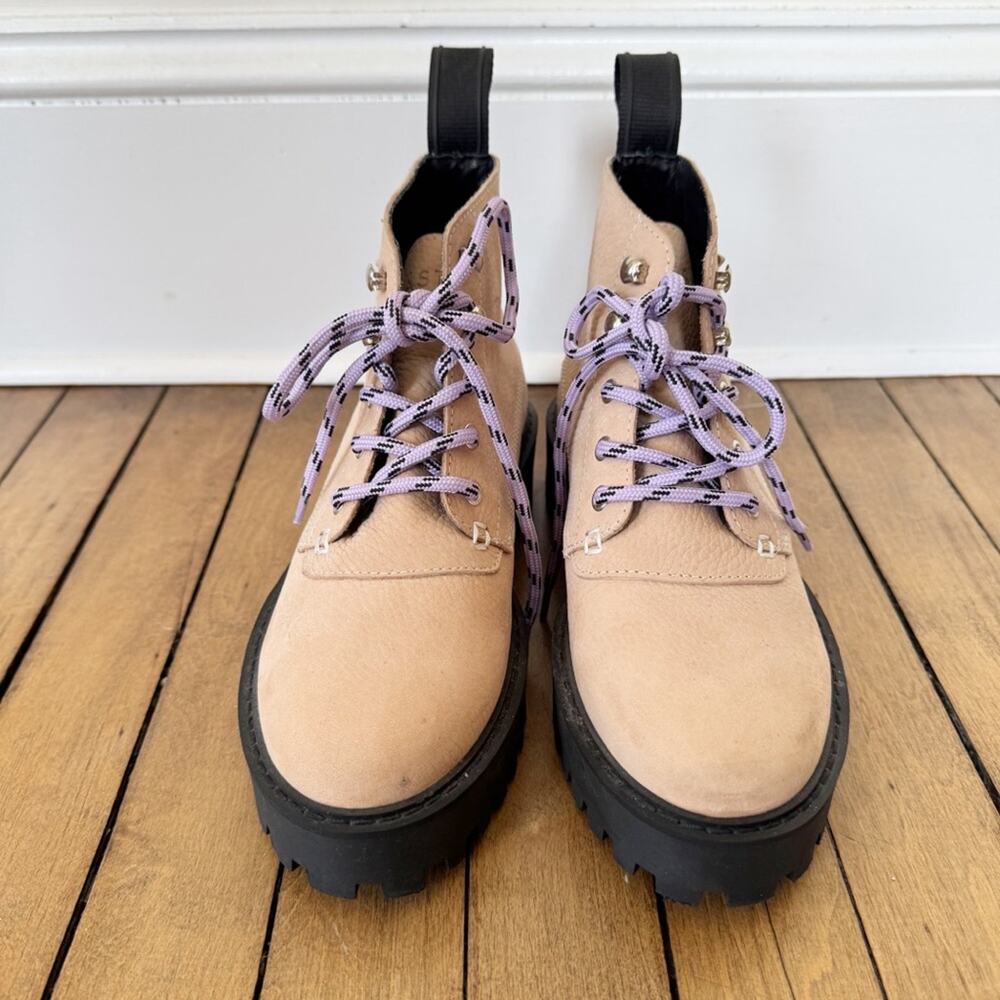 Last Rock Nubuck Leather Chunky Platform Sole Lace Up Boot 36 / 6 -7 Blush Pink - Picture 5 of 12